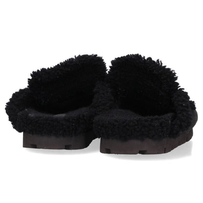 PRADA Triangle Logo Plate Boa Mules Dark Green Size 7