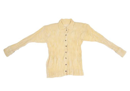 ISSEY MIYAKE Poly Pile Pleated Button-Up Shirt Cream Size M