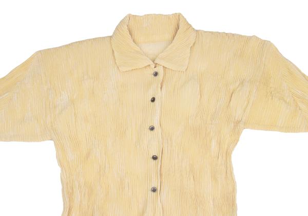 ISSEY MIYAKE Poly Pile Pleated Button-Up Shirt Cream Size M