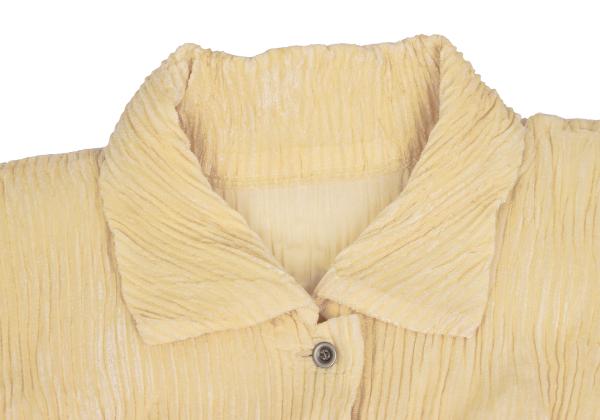 ISSEY MIYAKE Poly Pile Pleated Button-Up Shirt Cream Size M