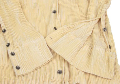 ISSEY MIYAKE Poly Pile Pleated Button-Up Shirt Cream Size M