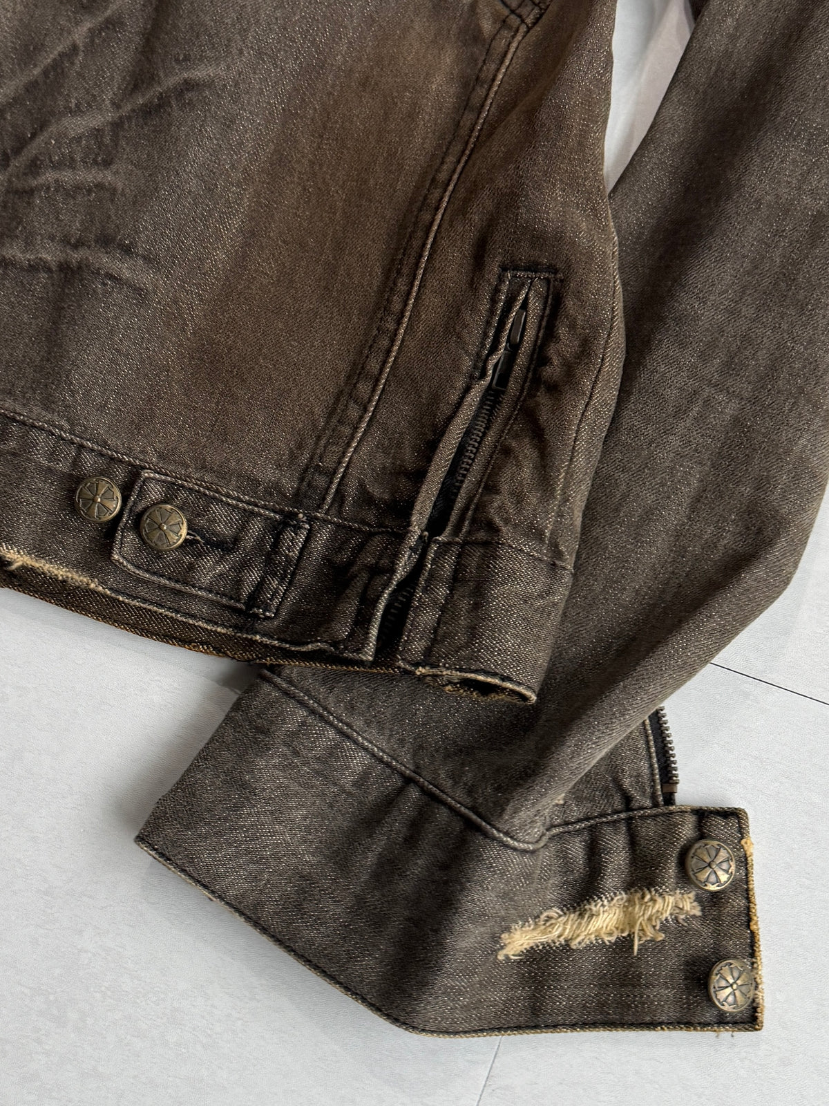 Midas Distressed Faded Denim Jacket Size M