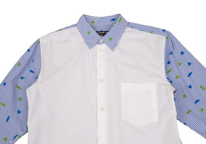 COMME des GARCONS HOMME DEUX Fish Shirt White/Blue Size XS
