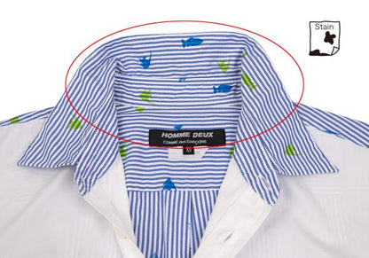 COMME des GARCONS HOMME DEUX Fish Shirt White/Blue Size XS