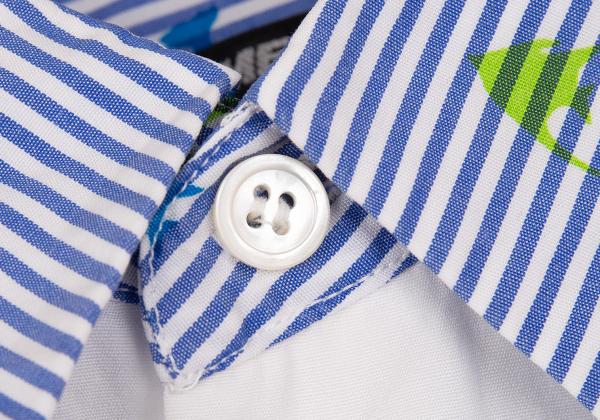 COMME des GARCONS HOMME DEUX Fish Shirt White/Blue Size XS