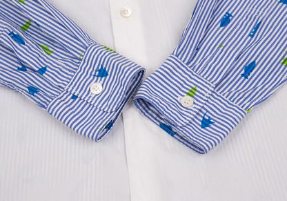 COMME des GARCONS HOMME DEUX Fish Shirt White/Blue Size XS