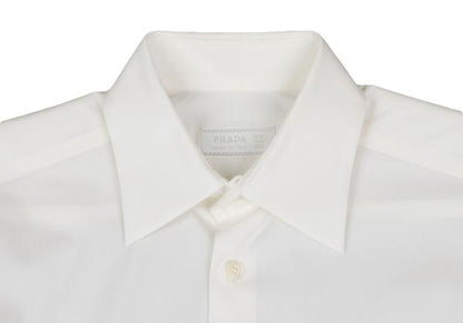 PRADA Cotton Stretch Regular Collar Shirt Off-White Size 37