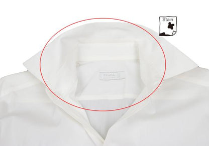 PRADA Cotton Stretch Regular Collar Shirt Off-White Size 37