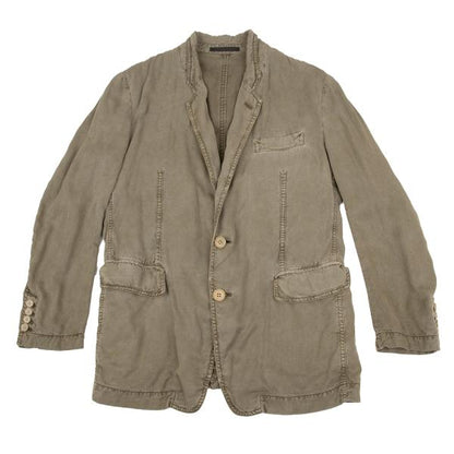 Y's for men Garment Dyed Rayon Cotton 2B Jacket Green Size 1