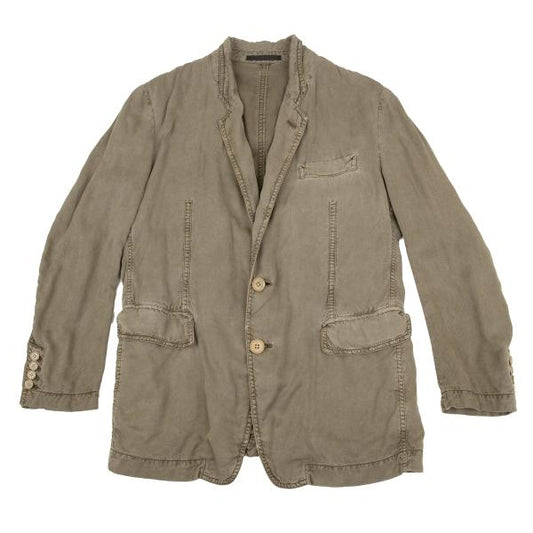 Y's for men Garment Dyed Rayon Cotton 2B Jacket Green Size 1