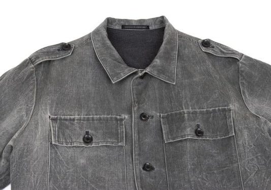 Y's for men Gray Wool Garment Washed Military Jacket Size 2