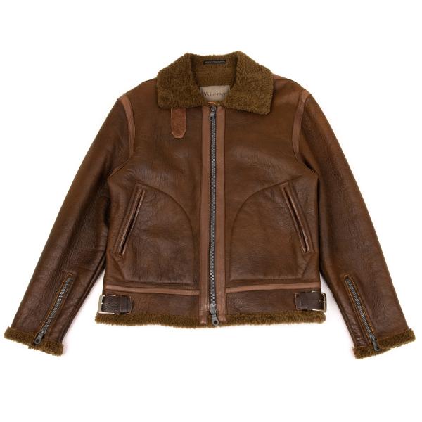 Y's for men Mouton Leather Flight Jacket Brown Size 2