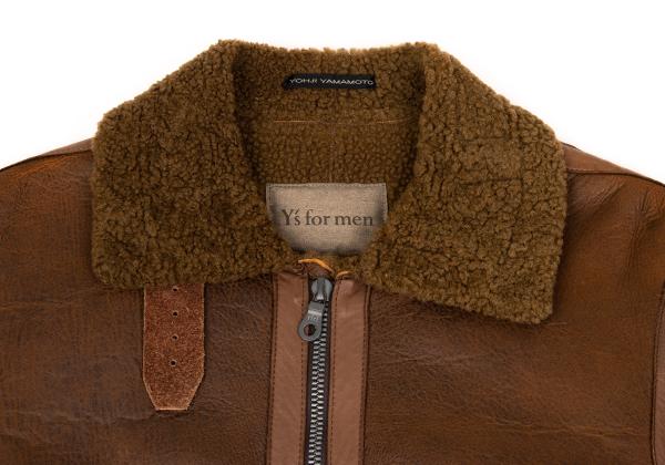 Y's for men Mouton Leather Flight Jacket Brown Size 2