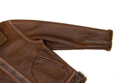 Y's for men Mouton Leather Flight Jacket Brown Size 2