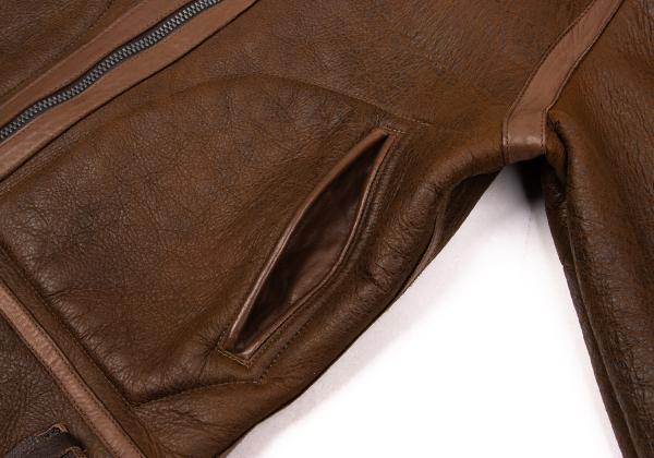 Y's for men Mouton Leather Flight Jacket Brown Size 2