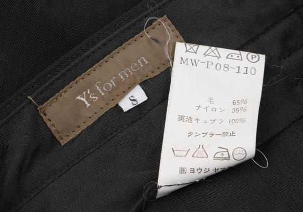 Y's for men Wool Nylon Blend Tuck Pants Black Size S