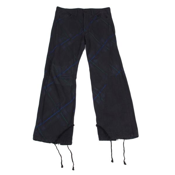 Y's for men Garment Dyed Check Drawstring Pants Navy Size 3