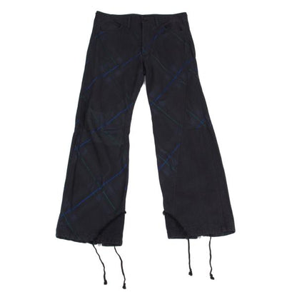 Y's for men Garment Dyed Check Drawstring Pants Navy Size 3