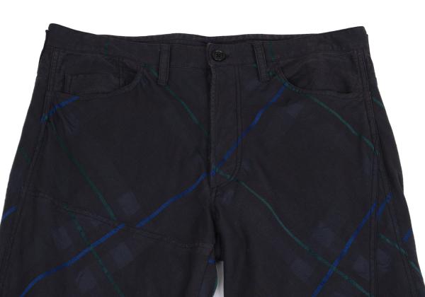 Y's for men Garment Dyed Check Drawstring Pants Navy Size 3