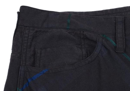 Y's for men Garment Dyed Check Drawstring Pants Navy Size 3