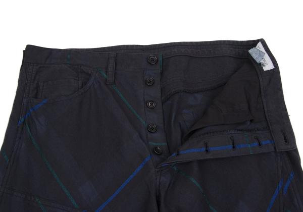 Y's for men Garment Dyed Check Drawstring Pants Navy Size 3