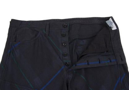 Y's for men Garment Dyed Check Drawstring Pants Navy Size 3