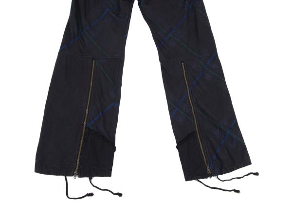 Y's for men Garment Dyed Check Drawstring Pants Navy Size 3