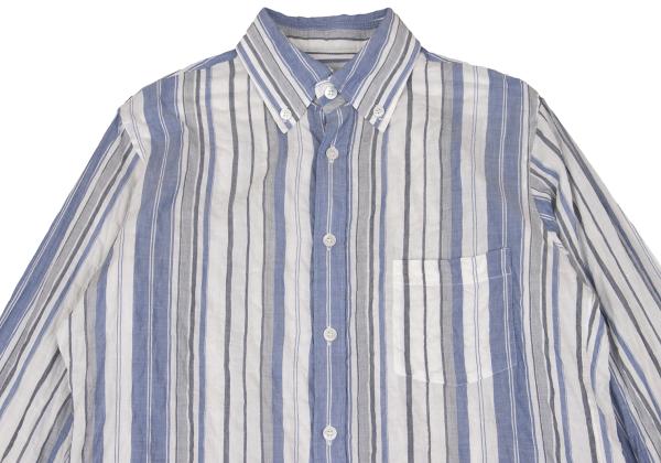 Yohji Yamamoto POUR HOMME Wrinkled Shirt Blue/Gray Size 2