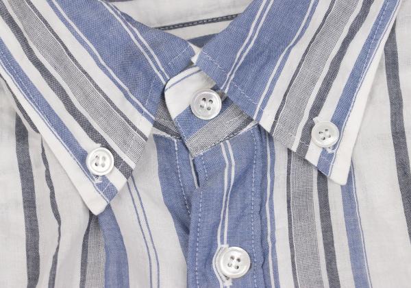 Yohji Yamamoto POUR HOMME Wrinkled Shirt Blue/Gray Size 2