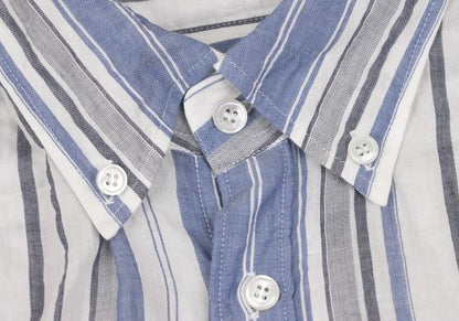 Yohji Yamamoto POUR HOMME Wrinkled Shirt Blue/Gray Size 2