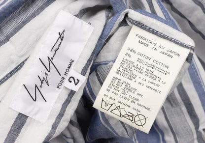 Yohji Yamamoto POUR HOMME Wrinkled Shirt Blue/Gray Size 2