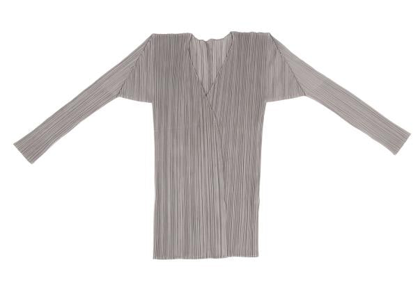 PLEATS PLEASE Pleated Buttonless Cardigan Gray Size 3