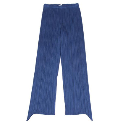 PLEATS PLEASE Pleated Irregular Hem Pants Blue Size 2