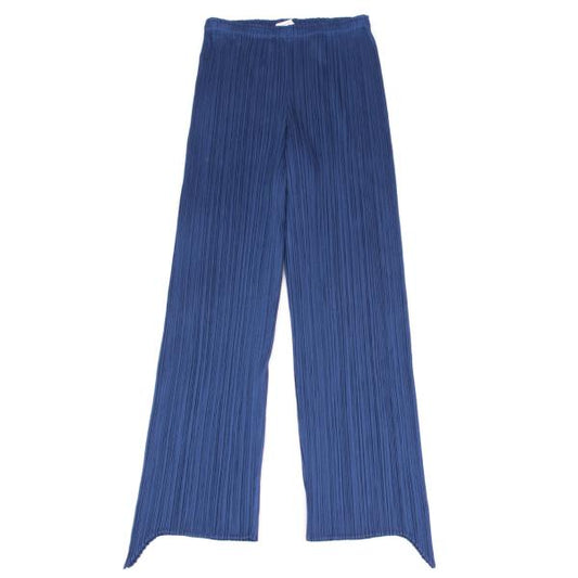 PLEATS PLEASE Pleated Irregular Hem Pants Blue Size 2