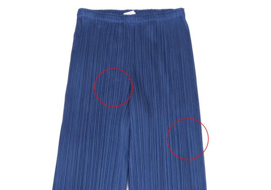 PLEATS PLEASE Pleated Irregular Hem Pants Blue Size 2