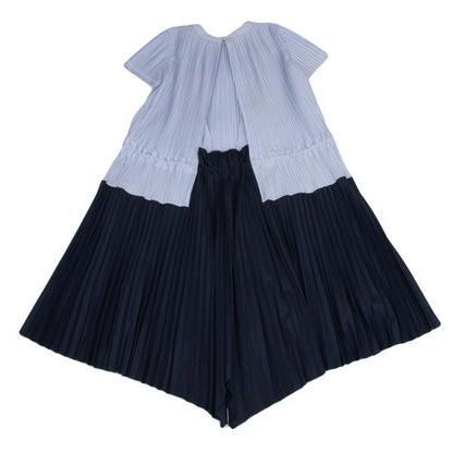sacai Pleated Panel Stripe Shirt Dress Blue Multi Size 1