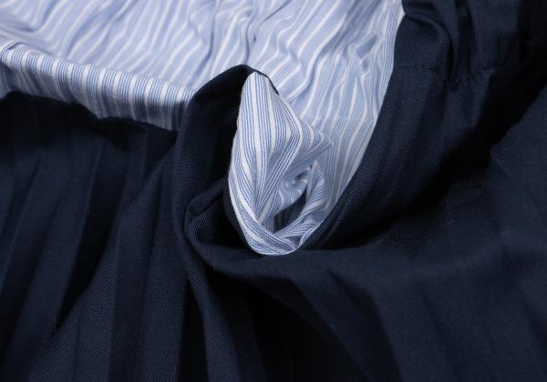 sacai Pleated Panel Stripe Shirt Dress Blue Multi Size 1