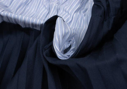 sacai Pleated Panel Stripe Shirt Dress Blue Multi Size 1