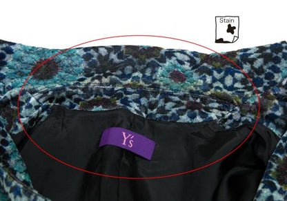 Y's Geometric Floral Print Velour Long Jacket Gray Size 2
