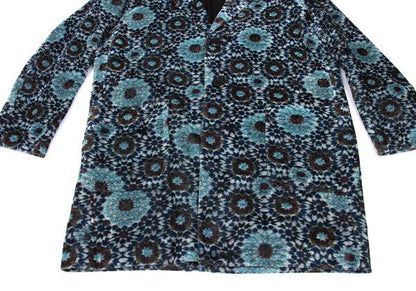 Y's Geometric Floral Print Velour Long Jacket Gray Size 2