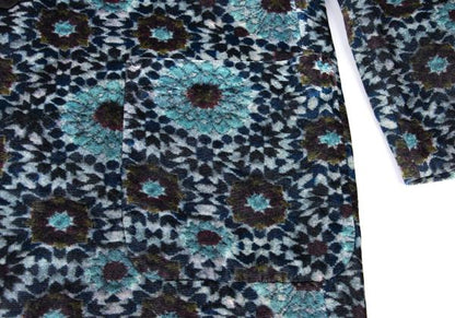Y's Geometric Floral Print Velour Long Jacket Gray Size 2