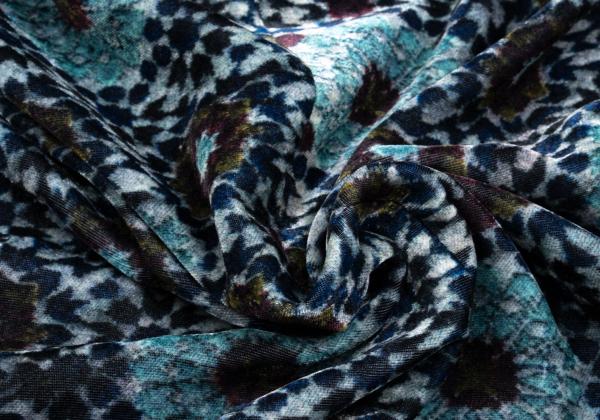 Y's Geometric Floral Print Velour Long Jacket Gray Size 2