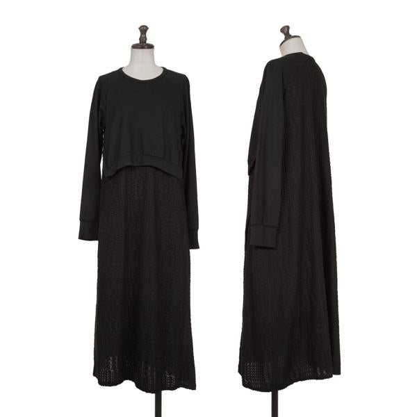 Y's Jacquard Knit Paneled Midi Dress Black Size 2