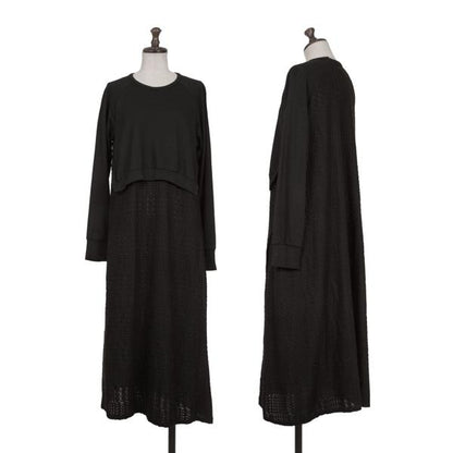 Y's Jacquard Knit Paneled Midi Dress Black Size 2