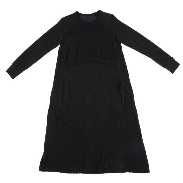 Y's Jacquard Knit Paneled Midi Dress Black Size 2