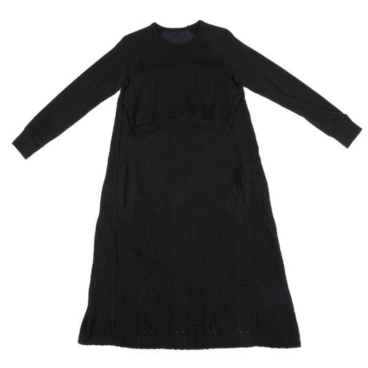 Y's Jacquard Knit Paneled Midi Dress Black Size 2