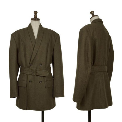 COMME des GARCONS Wool Shawl Collar Belt Jacket Khaki Size M