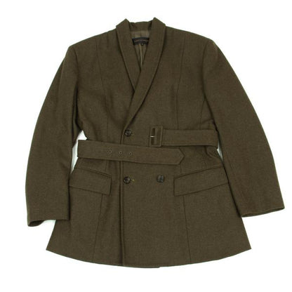 COMME des GARCONS Wool Shawl Collar Belt Jacket Khaki Size M