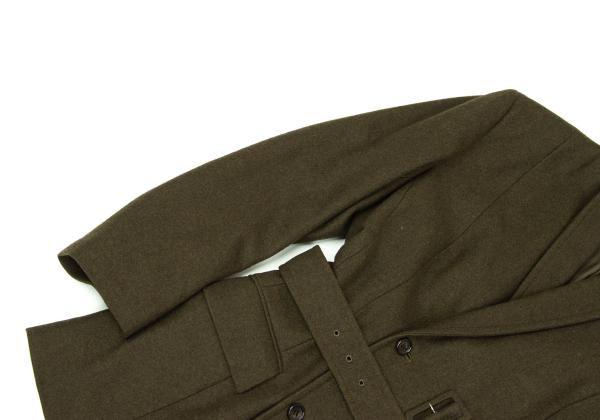 COMME des GARCONS Wool Shawl Collar Belt Jacket Khaki Size M