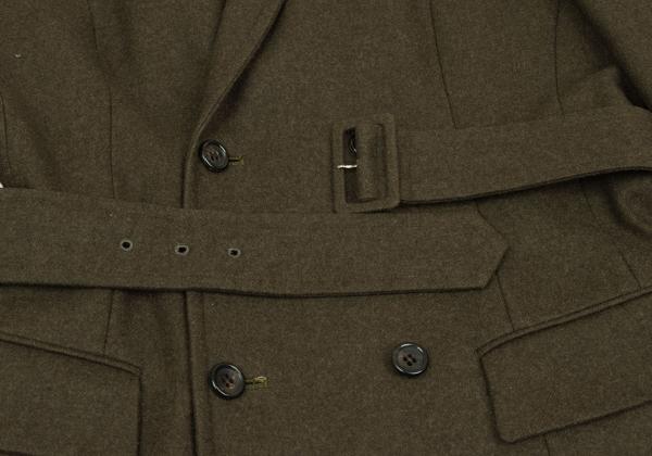 COMME des GARCONS Wool Shawl Collar Belt Jacket Khaki Size M